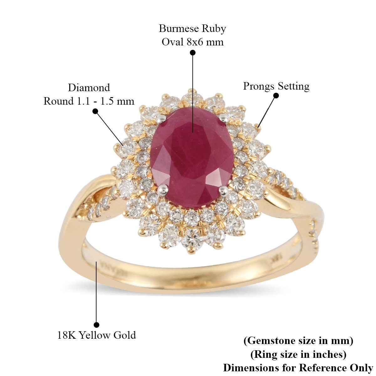 Unique Oval Ruby & Diamond Wedding Ring | Genuine Ruby Engagement Ring in White Gold | Gift for Her