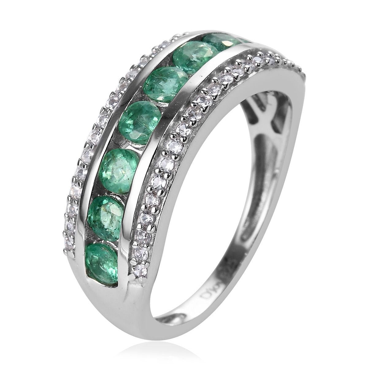 Vintage 3Ct Green Emerald And Diamond Halo Wedding Band Ring, 14K Gold Emerald Ring, Natural Green Emerald & Diamond Ring,