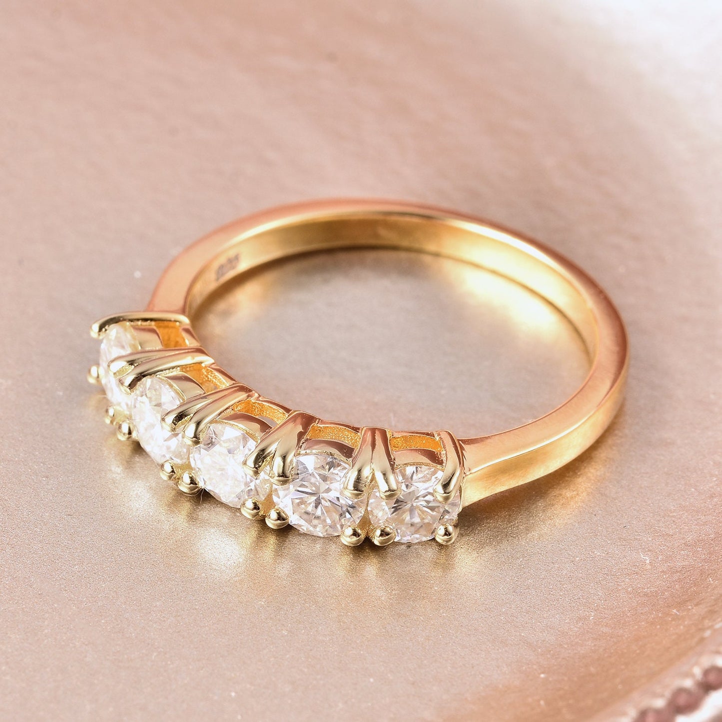 Dainty Engagement Ring/ 5mm Round Cut Moissanite Ring /925 Sterling silver/ 14K Rose Gold Ring/ Prong Set Ring/ Stack Ring/ Ring For Women