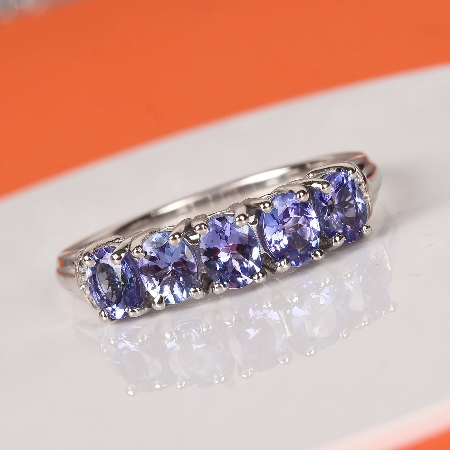 Natural Tanzanite Ring, 925 Sterling Silver, 14K Rose Gold Vermeil, Three Stone Ring, December Birthstone, Proposal Ring, Bridal Silver Ring