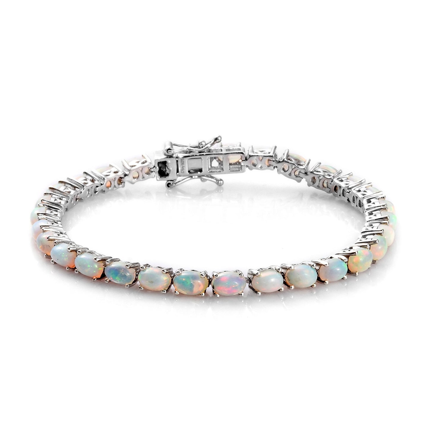 October Birthstone Bracelet - Fire Opal 925 Silver Tennis Bracelet