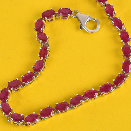 Natural Ruby Bracelet\ 925 Sterling Silver\ Tennis Bracelet\ 14K Rose Gold\ July Birthstone\ Gemstone Bracelet\ Ruby Jewelry\ Gift For Her