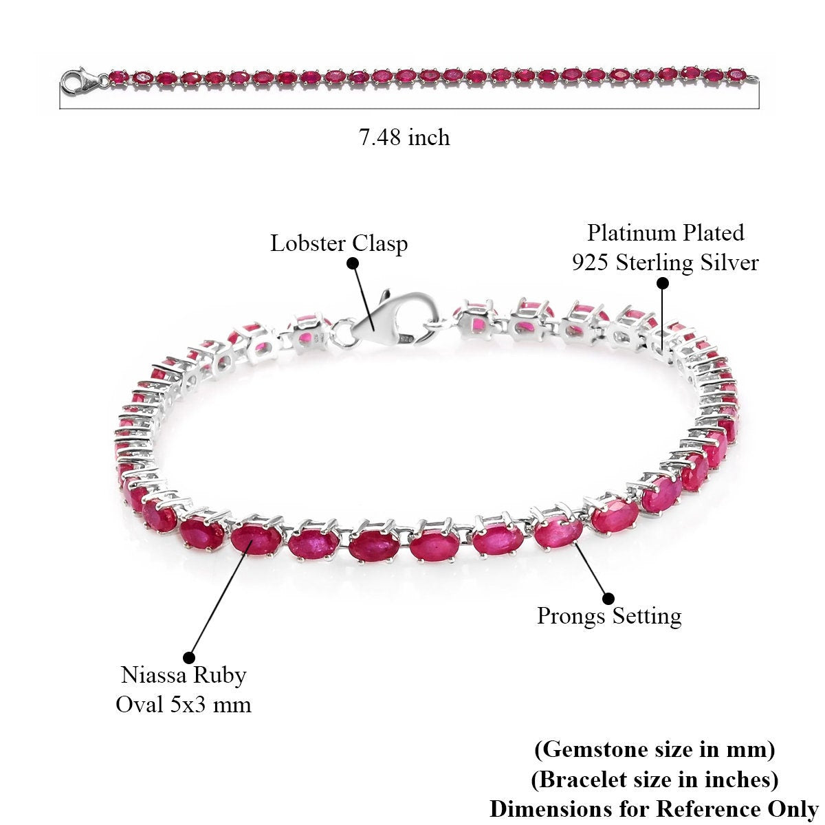 Natural Ruby Bracelet\ 925 Sterling Silver\ Tennis Bracelet\ 14K Rose Gold\ July Birthstone\ Gemstone Bracelet\ Ruby Jewelry\ Gift For Her