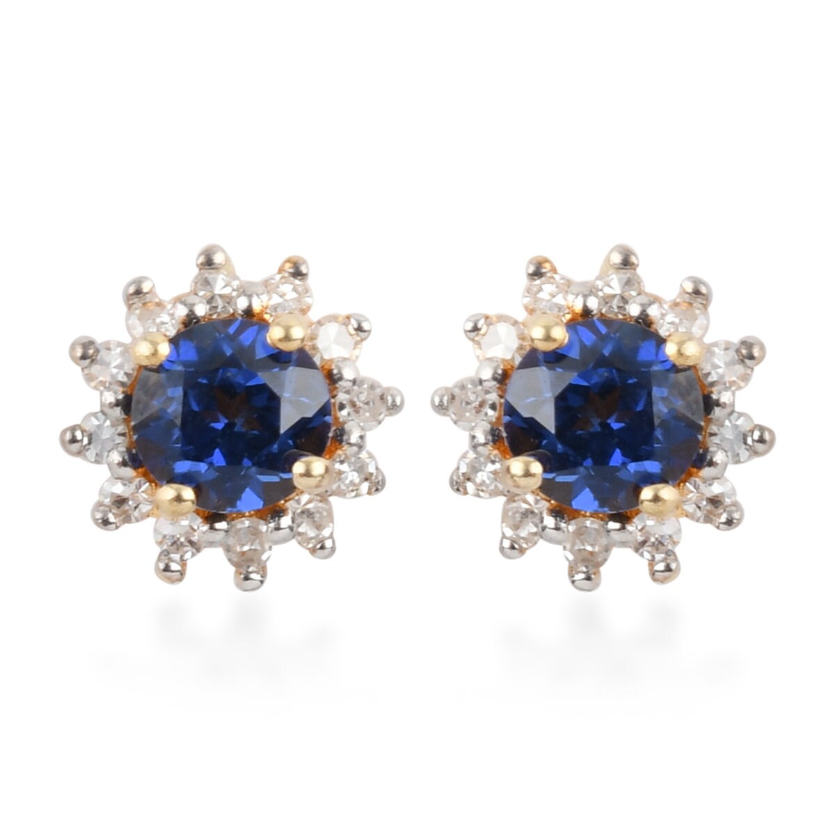 Tanzanite Earrings, Solid 14k Yellow Gold Tanzanite Diamond Halo Stud Earrings for Her, Violet Peach Gemstone Gold Earring, Anniversary Gift