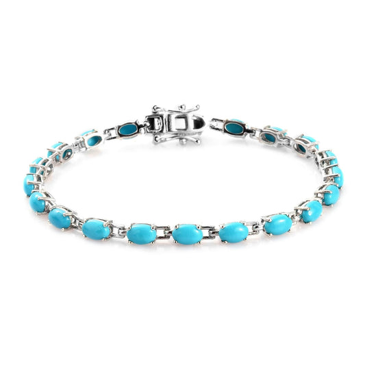Turquoise Tennis Bracelet: 925 Sterling Silver, Dainty Jewelry