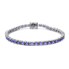 Tanzanite Tennis Bracelet: .925 Sterling Silver Rhodium Plated