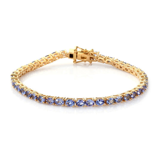 AAAA Tanzanite Tennis Bracelet in Yellow Gold Plated Sterling Silver, Tanzanite Bracelet, Gemstone Bracelet, Tanzanite Line Bracelet for Her