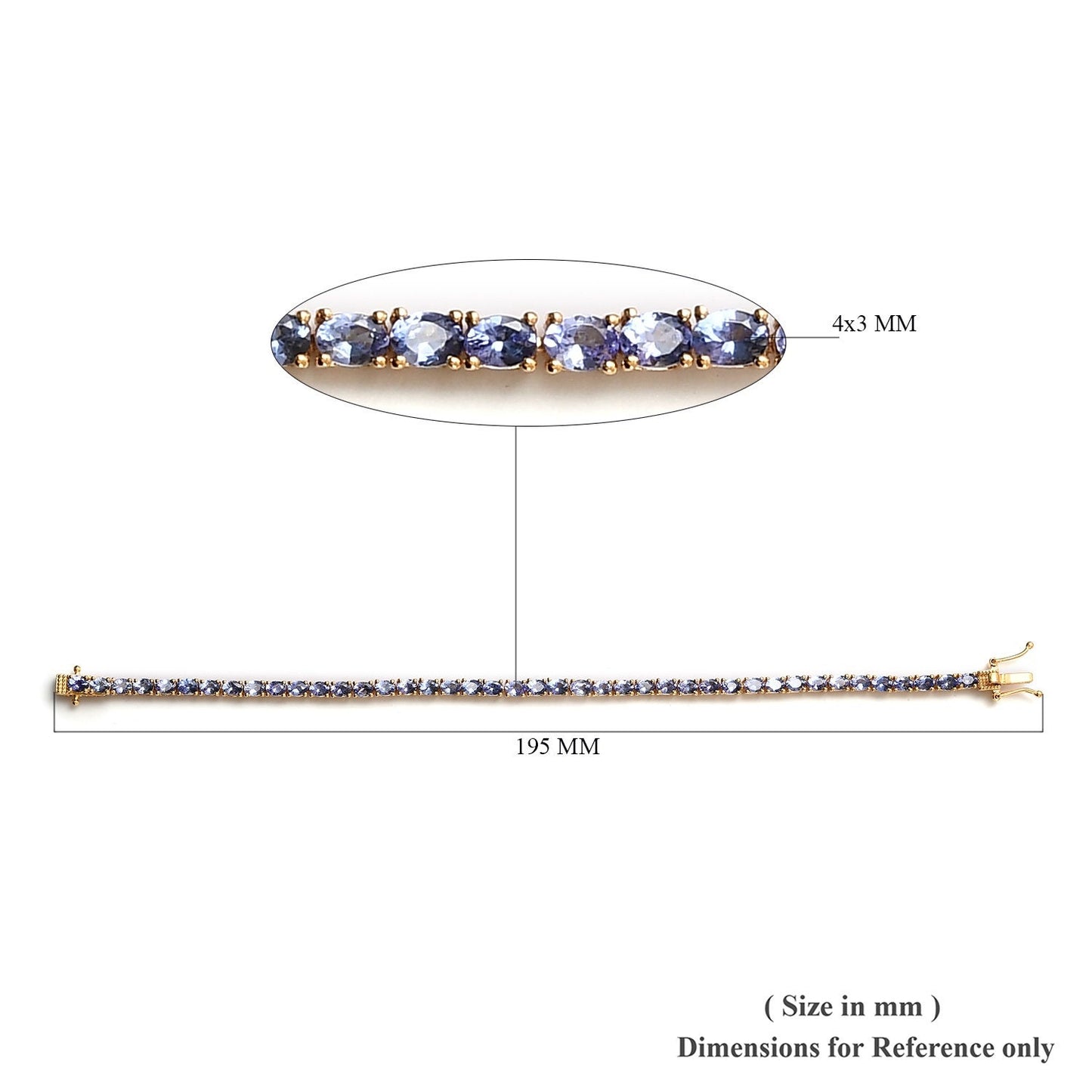 AAAA Tanzanite Tennis Bracelet in Yellow Gold Plated Sterling Silver, Tanzanite Bracelet, Gemstone Bracelet, Tanzanite Line Bracelet for Her