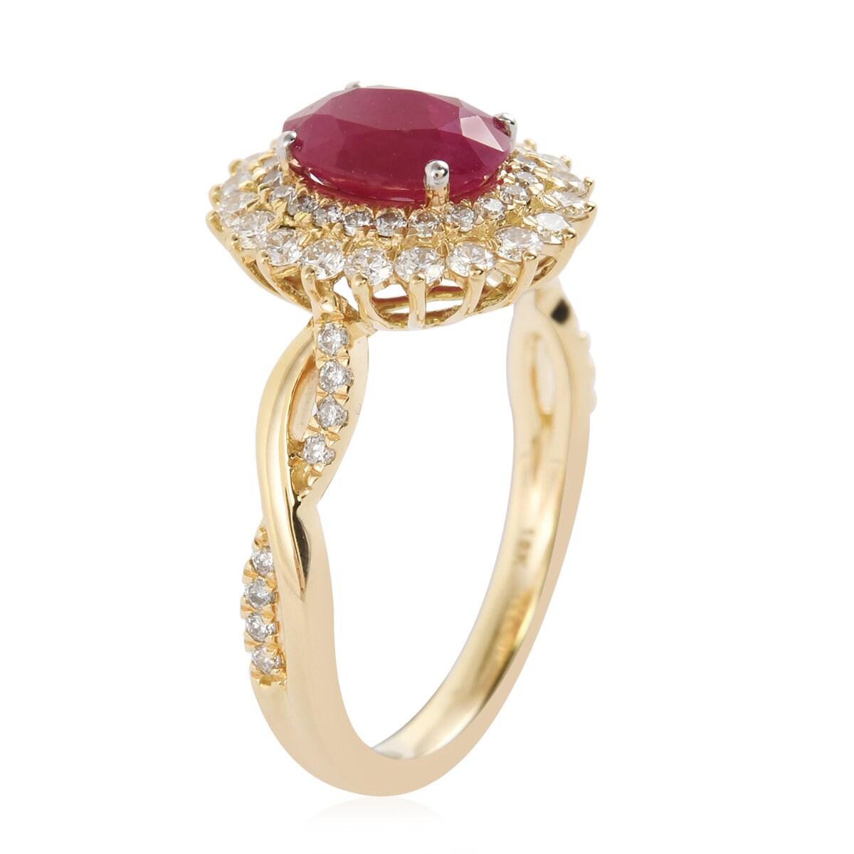 Unique Oval Ruby & Diamond Wedding Ring | Genuine Ruby Engagement Ring in White Gold | Gift for Her
