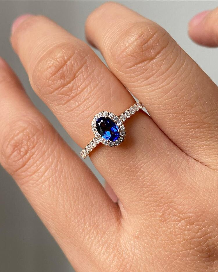 Tanzanite Diamond Cluster Engagement Ring - December Birthstone Jewelry