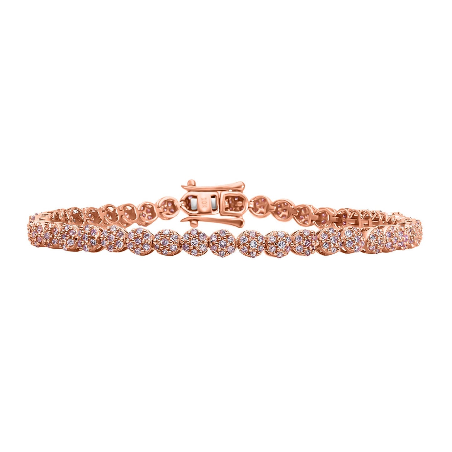 Rose Gold Pink Diamond Floral Tennis Bracelet: Sterling Silver, 2.0 ctw