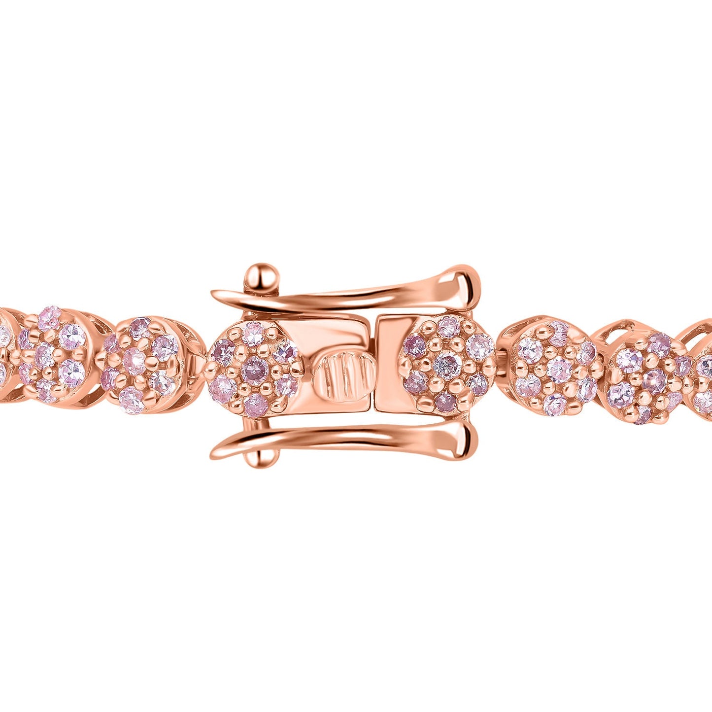 Rose Gold Pink Diamond Floral Tennis Bracelet: Sterling Silver, 2.0 ctw
