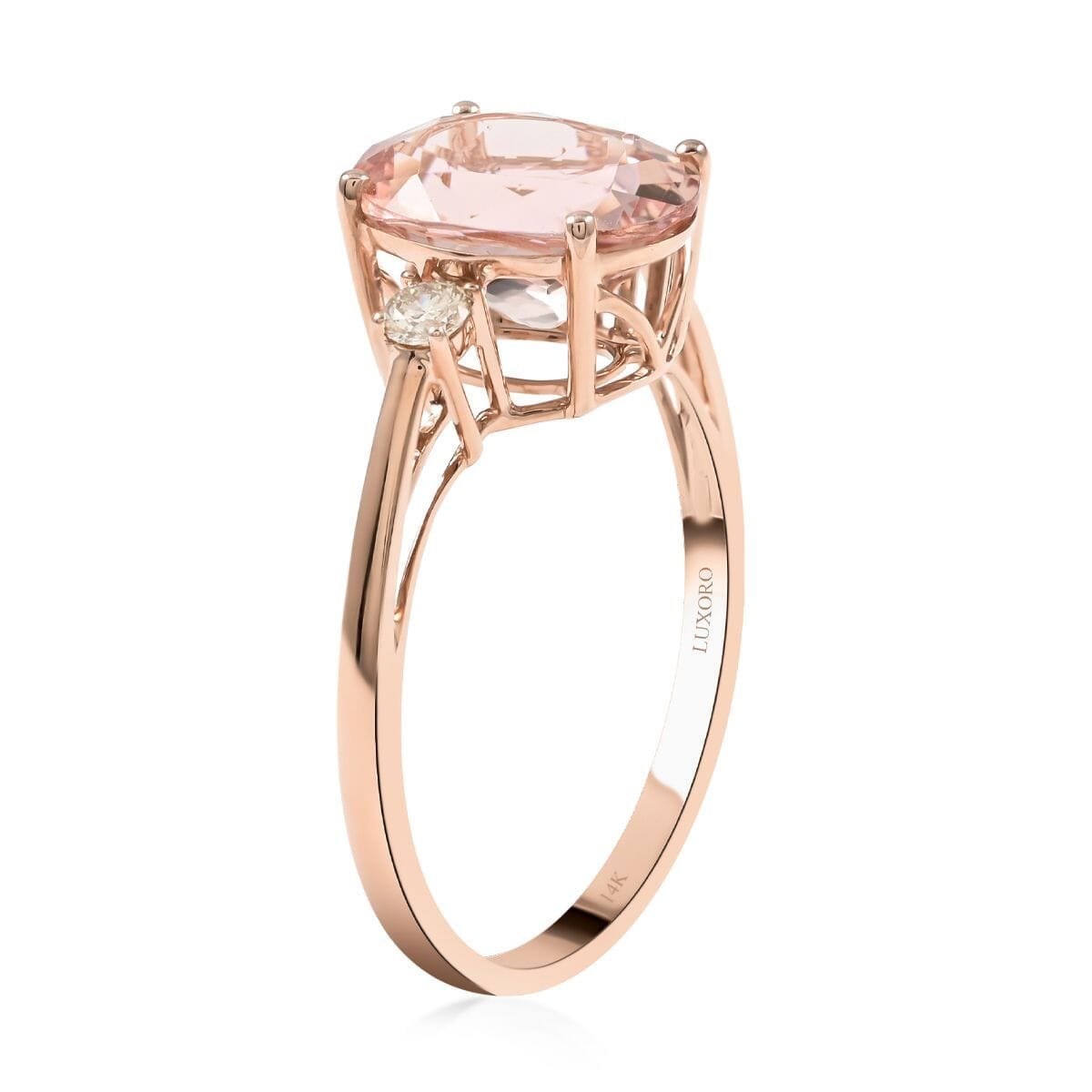 Rose Gold Morganite Ring - Dainty Engagement Promise Ring for Women