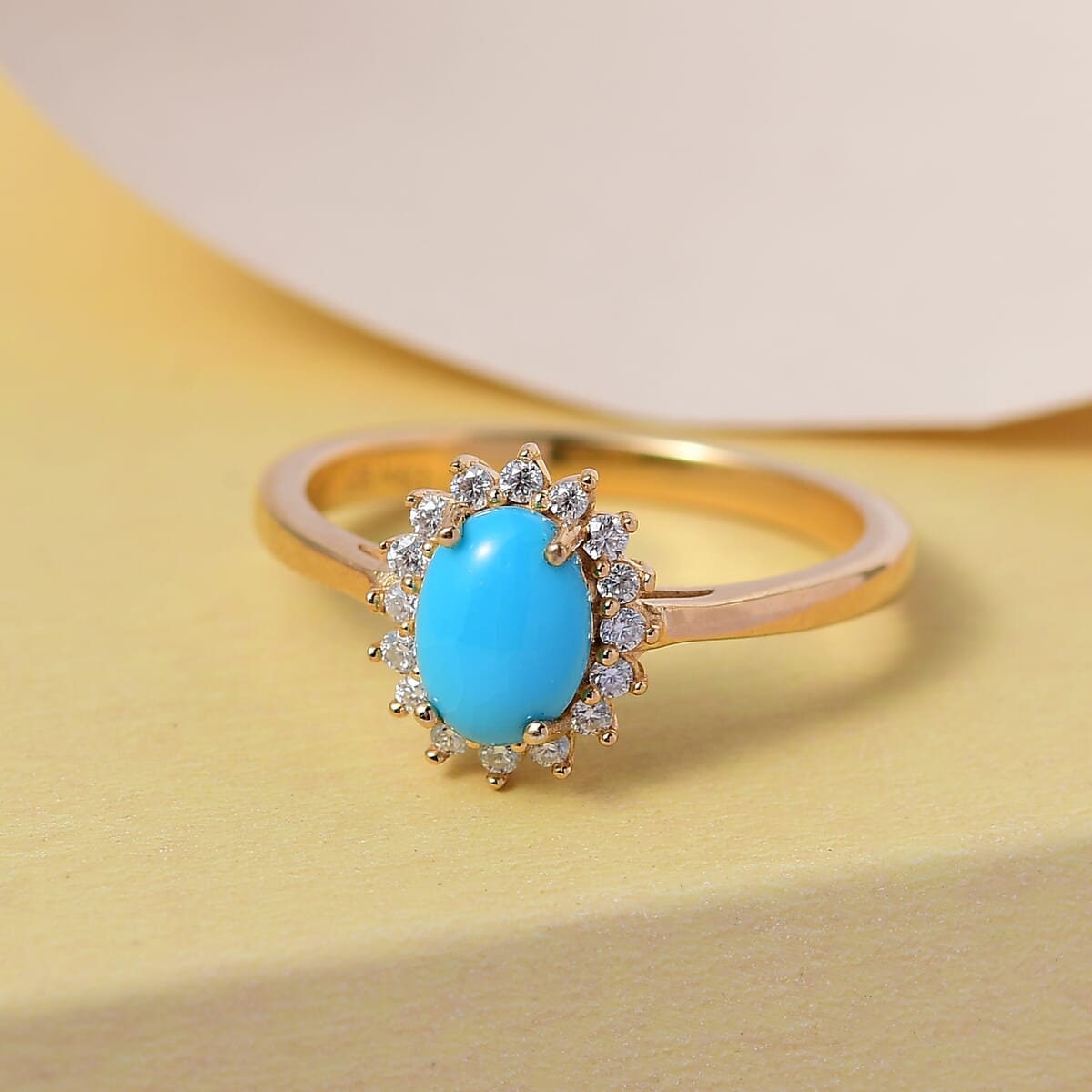 Natural Sleeping Beauty turquoise ring , Oval shape turquoise halo engagement ring, Bridal ring, Anniversary Gift, December Birthstone Ring