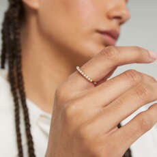 14k Gold Dainty Pearl Eternity Ring | Stacking Band | June Birthstone Promise Gift for Mom