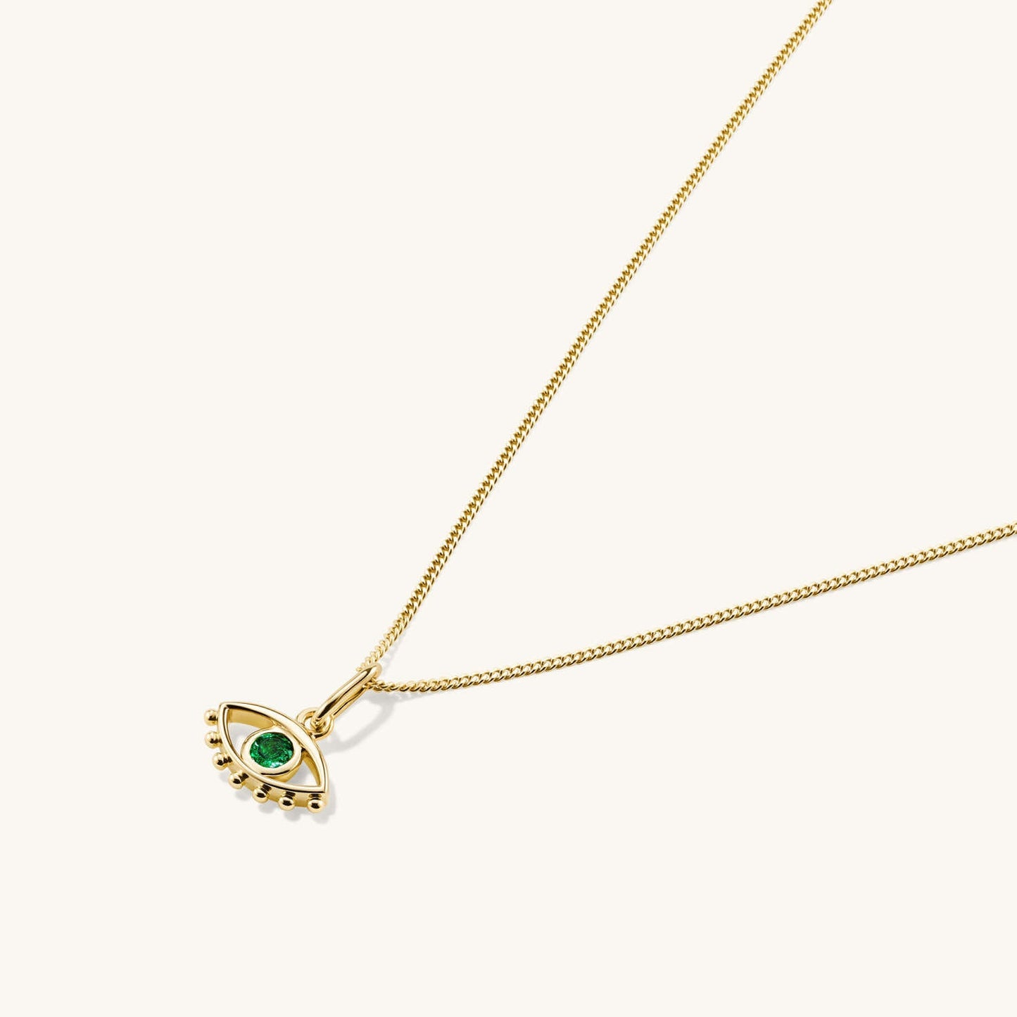 Evil Eye Necklace / 14k Gold Evil Eye Necklace / Diamond Evil Eye with Emerald / Good Luck Necklace / Evil Eye Charm / Mothers Day Sale