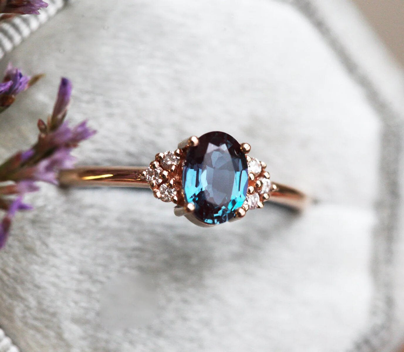 Oval Alexandrite Ring: 925 Sterling Silver, June Birthstone