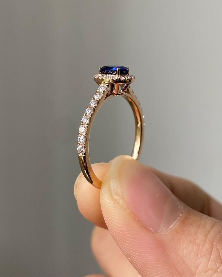 Tanzanite Diamond Cluster Engagement Ring - December Birthstone Jewelry