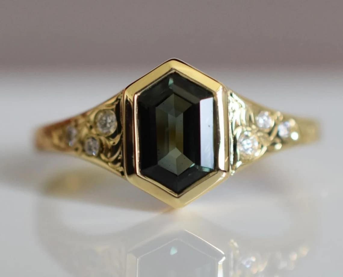 Teal green sapphire,teal sapphire engagement ring,wedding ring,green blue Madagascar sapphire ring / ring for her / 925 sterling silver ring