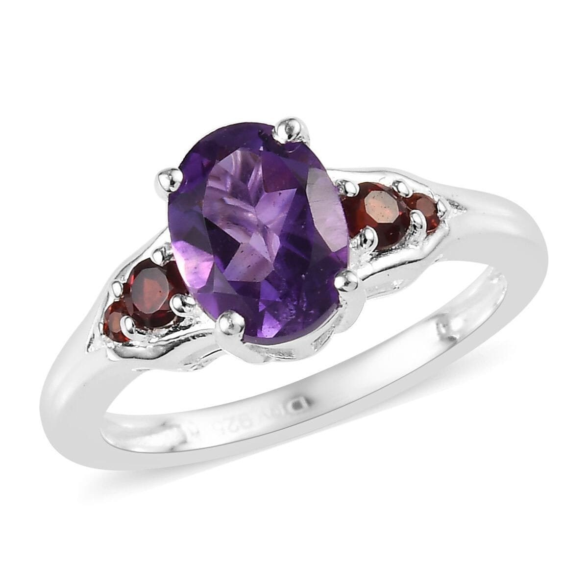 Garnet And Amethyst Ring, Natural Multi Stone Ring, 925 Sterling Silver, Handmade Ring, Promise Ring, Gift For Her, birthstone Ring