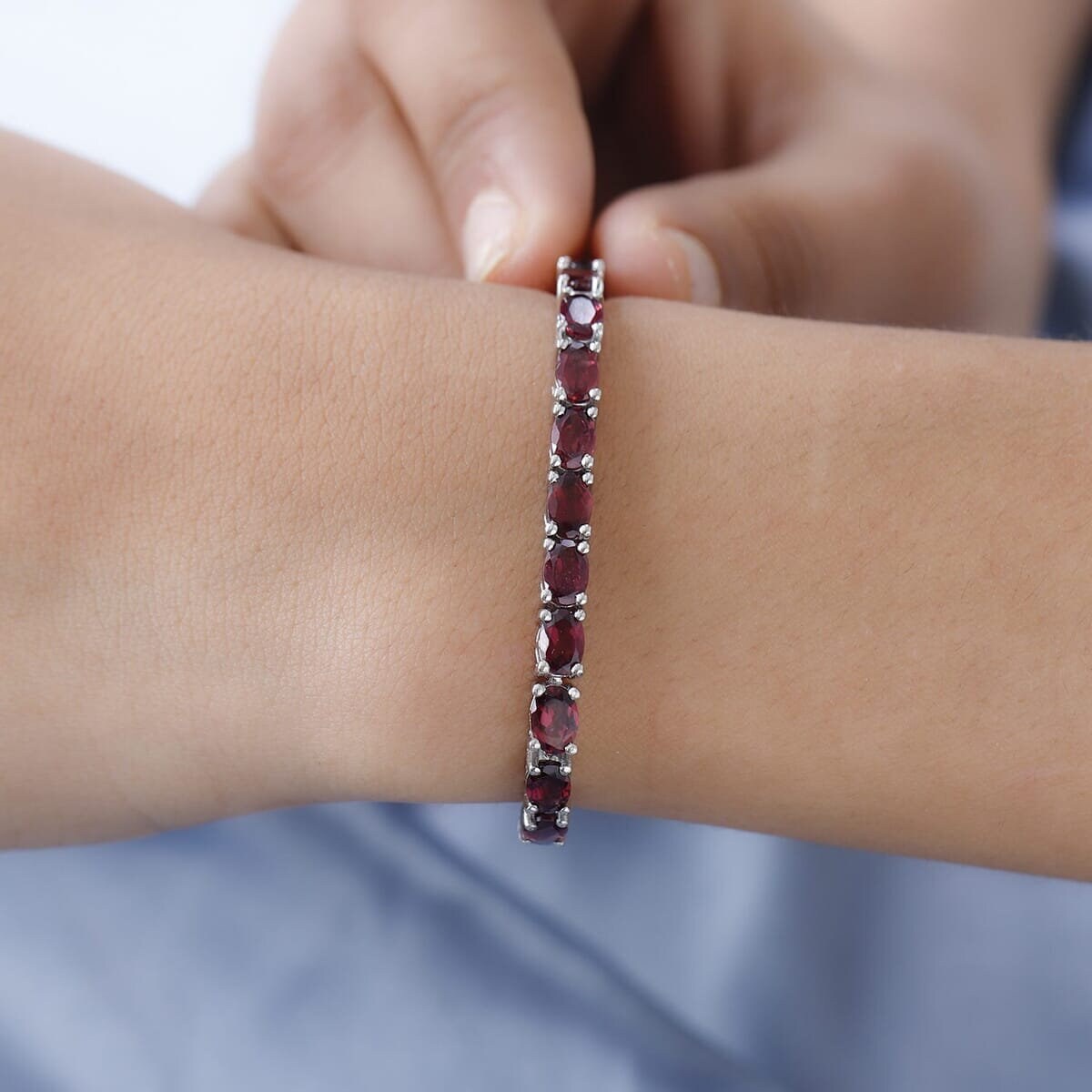 Natural Garnet Bracelet, 925 Sterling Silver, Garnet Tennis Bracelet, Garnet Jewelry, January Birthstone, Gift For Her, Christmas Gift Her