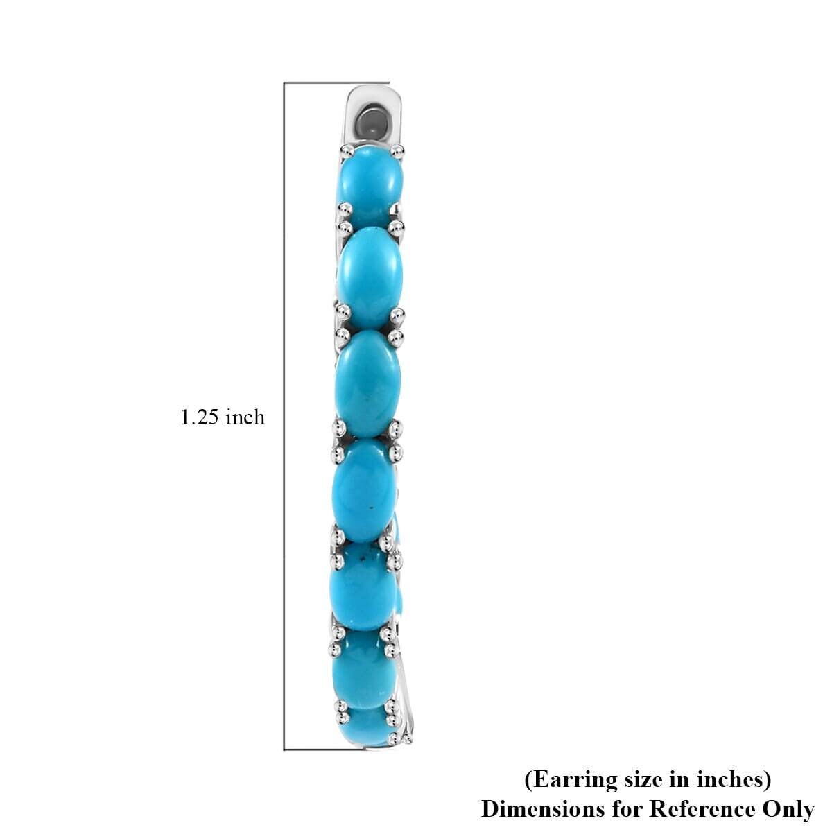6.60 ctw Natural Arizona Sleeping Beauty Turquoise Inside Out Hoop Earrings in Platinum Over Sterling Silver Turquoise Jewelry Gift For Her