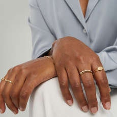 14k Gold Dainty Pearl Eternity Ring | Stacking Band | June Birthstone Promise Gift for Mom