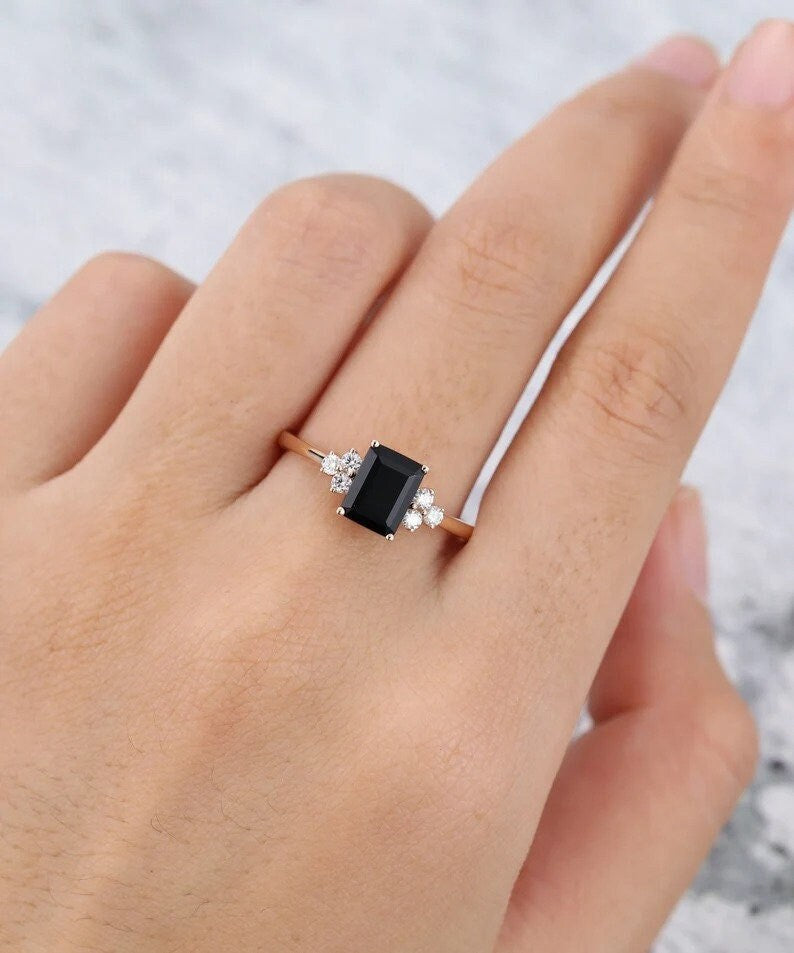 Elegant Black Onyx Ring, December Birthstone Ring, Perfect for Special Occasions, Onyx Cocktail Ring, Make a Statement with Black Gemstones