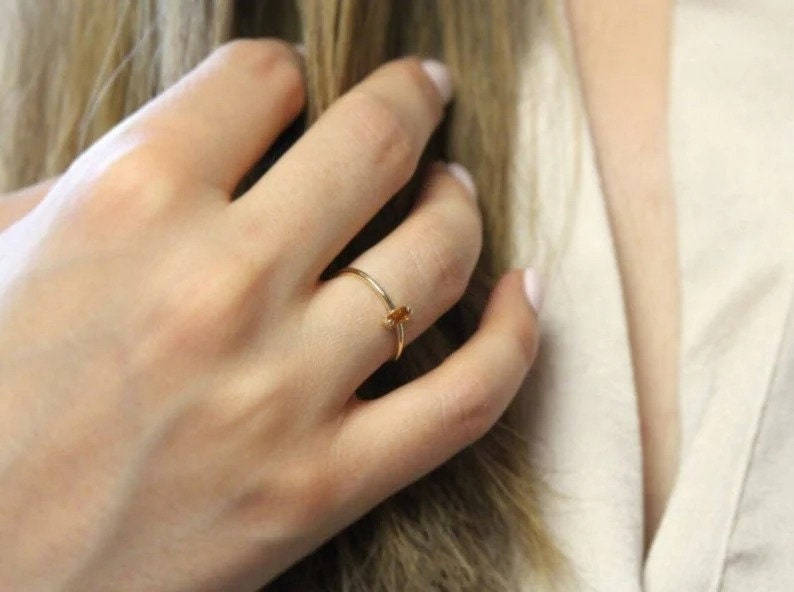 Baguette Ring-Multi Stone Ring-Dainty Peridot Ring-Sterling Silver Ring-Stacking Ring-Minimalist Ring-Delicate Ring-Rose Gold Plated Ring