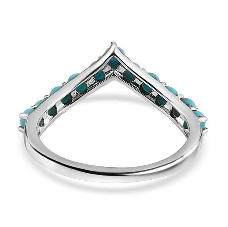 december birthstone, blue turquoise curve wedding band, white gold silver band, turquoise ring, turquoise stacking chevron band, gift idea