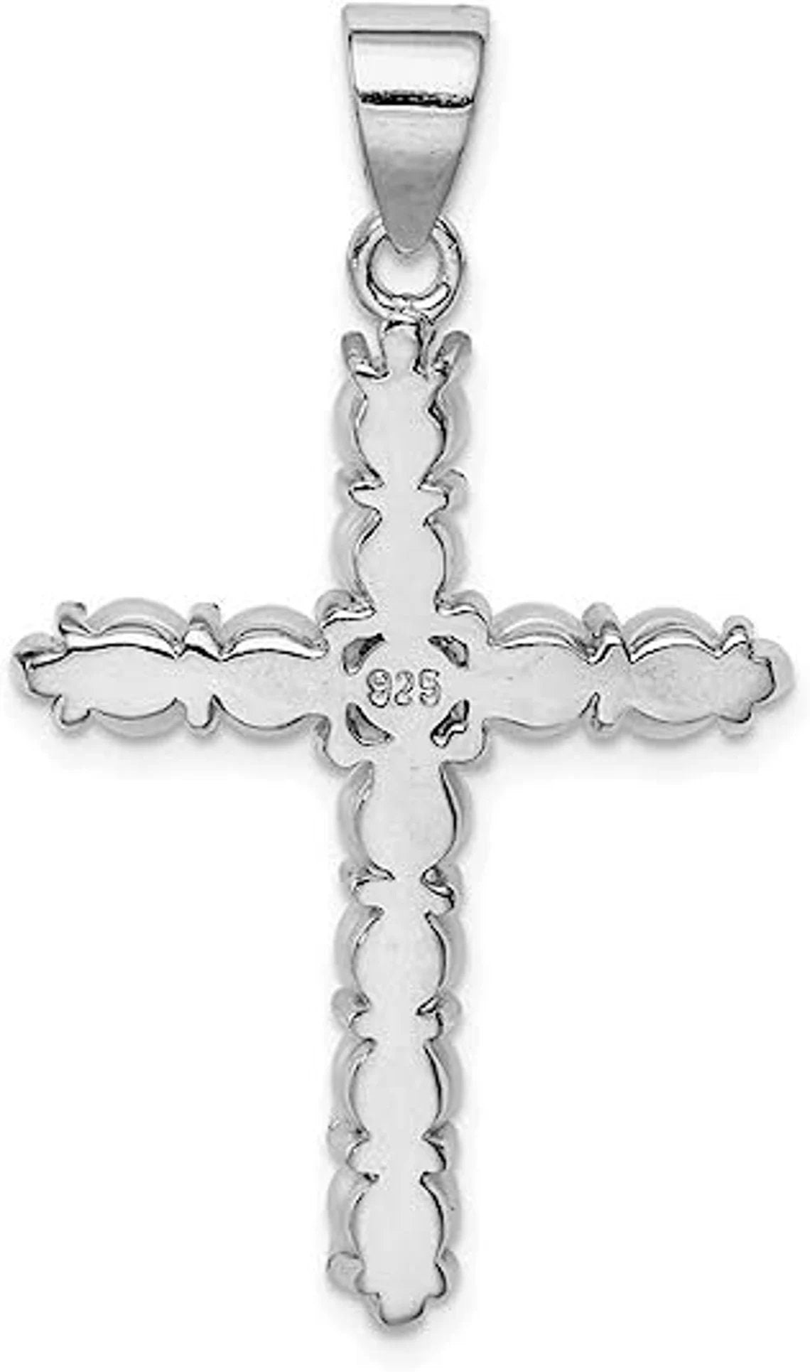 AAA White Pearl 14K White Gold Cross Pendant Necklace