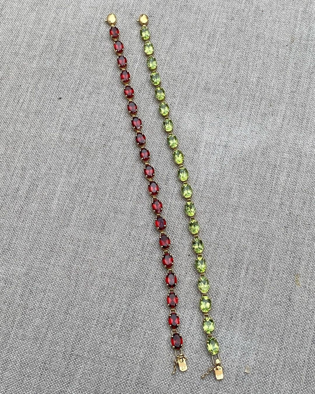 Natural Garnet bracelet 18K Yellow Gold Plated, Garnet Tennis Bracelet for Women, Gift For Her, Sterling Silver Tennis Bracelet