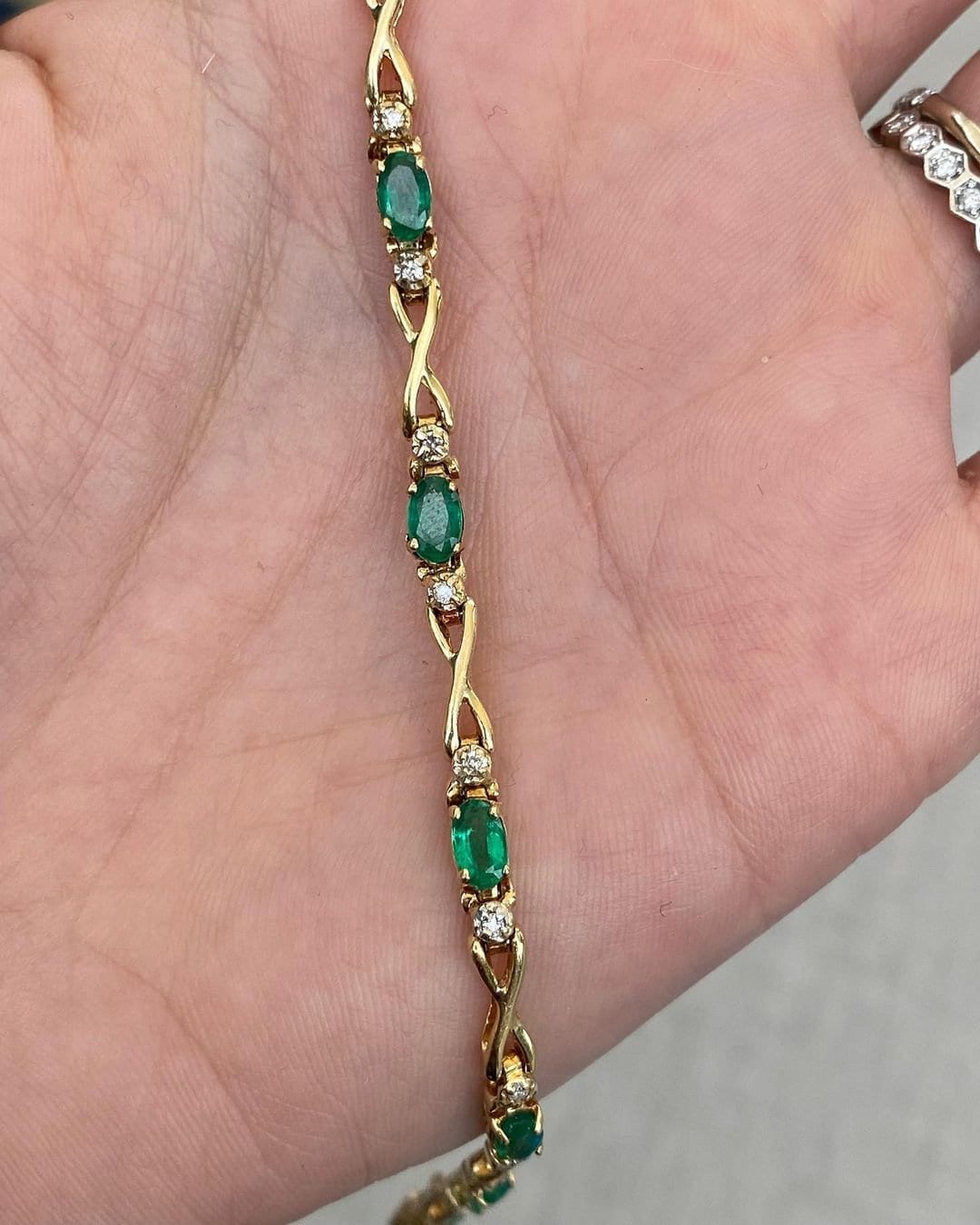 Tennis Bracelet 3x5mm Oval Cut Emerald Gemstone Bracelet, Solid 14k Yellow Gold Emerald Sapphire Tennis Bracelet, Prong Set Tennis Bracelet