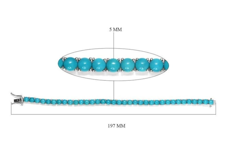 Sterling Silver Turquoise Tennis Bracelet: Handmade Art Deco Gemstone Bracelet