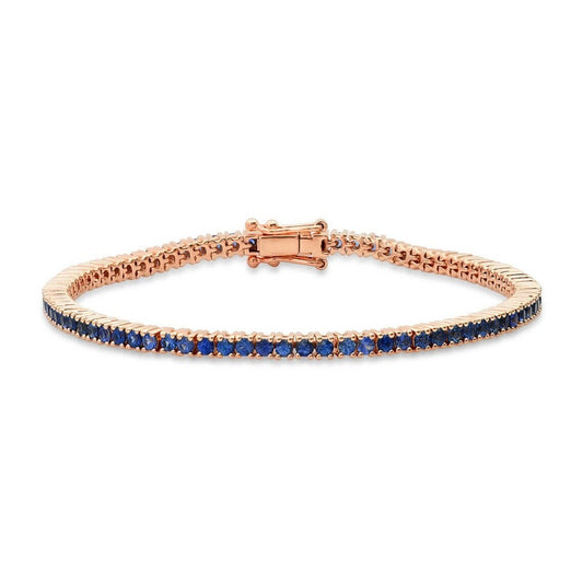 Gemstone Classic Tennis Bracelets | Round natural blue sapphire tennis bracelet gold | Art Deco bracelet gold Plated Bracelet