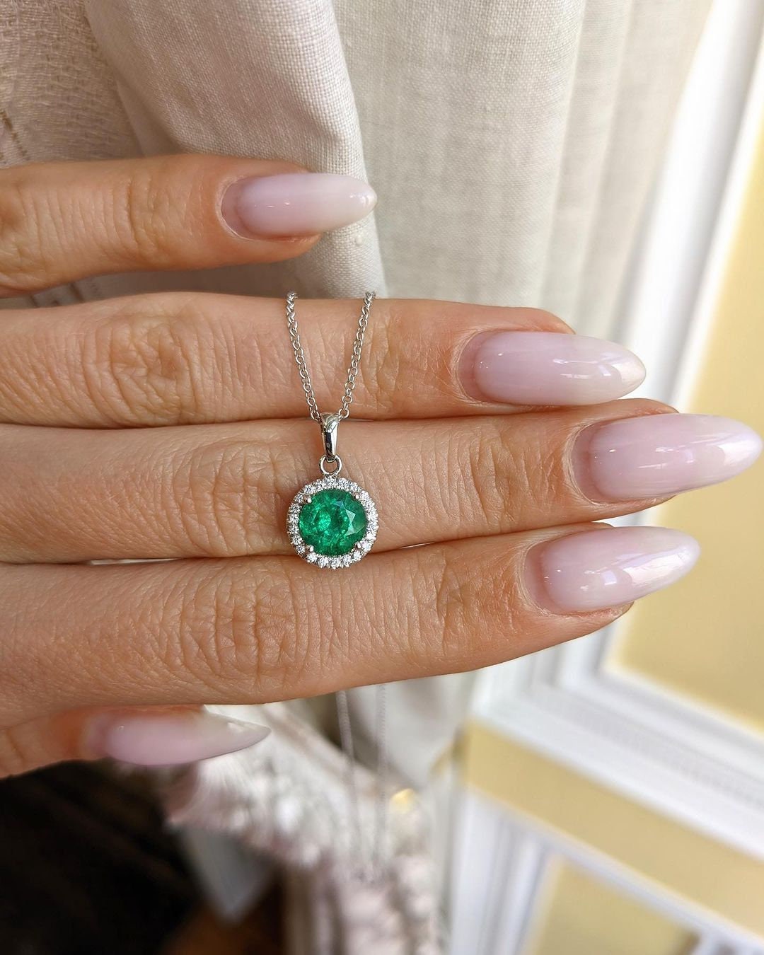 Natural Emerald Gemstone Solid 14k Gold Handmade Pendant/ Emerald necklace /Birthday /Christmas/Engagement/Gift For Anniversary/ Emerald