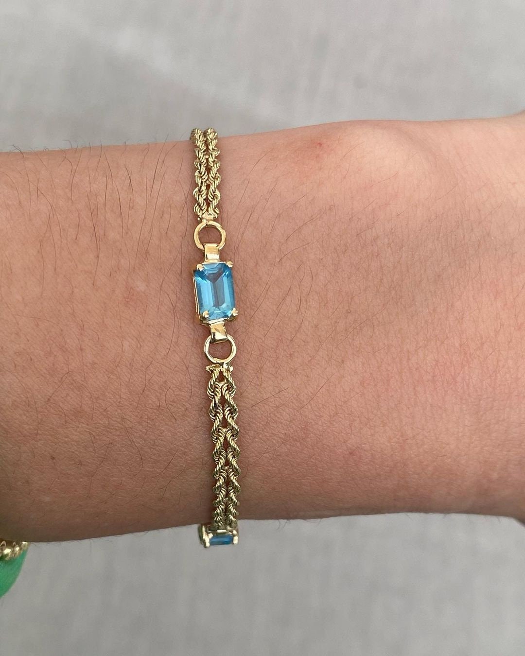 Blue Topaz Sterling Silver Bracelet - December Birthstone