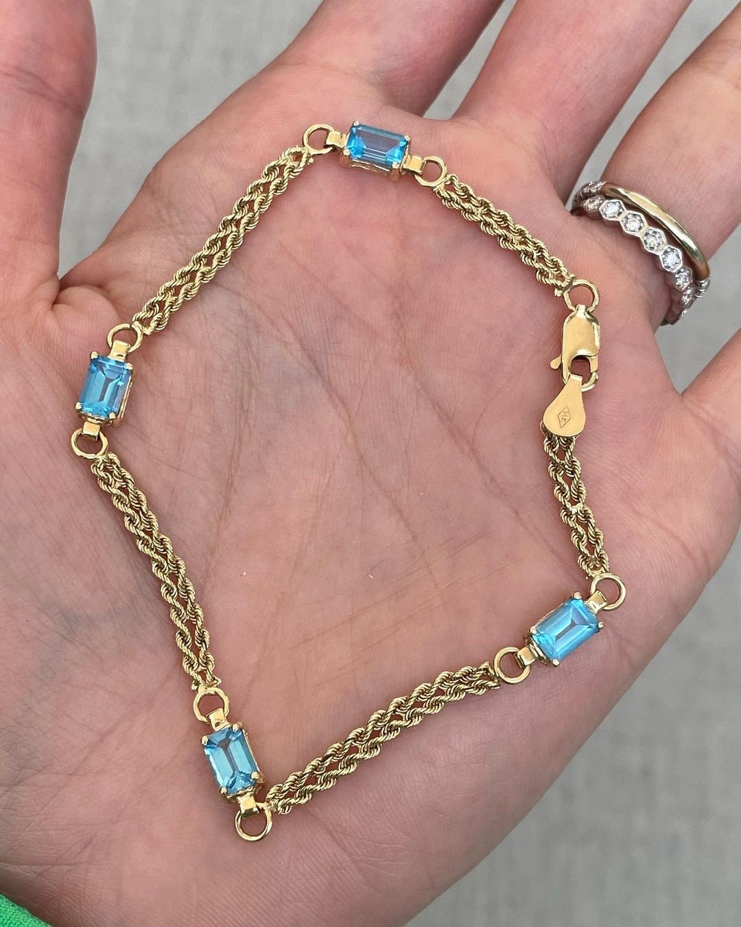 Blue Topaz Sterling Silver Bracelet - December Birthstone