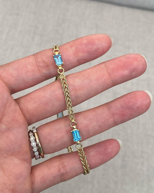 Blue Topaz Sterling Silver Bracelet - December Birthstone