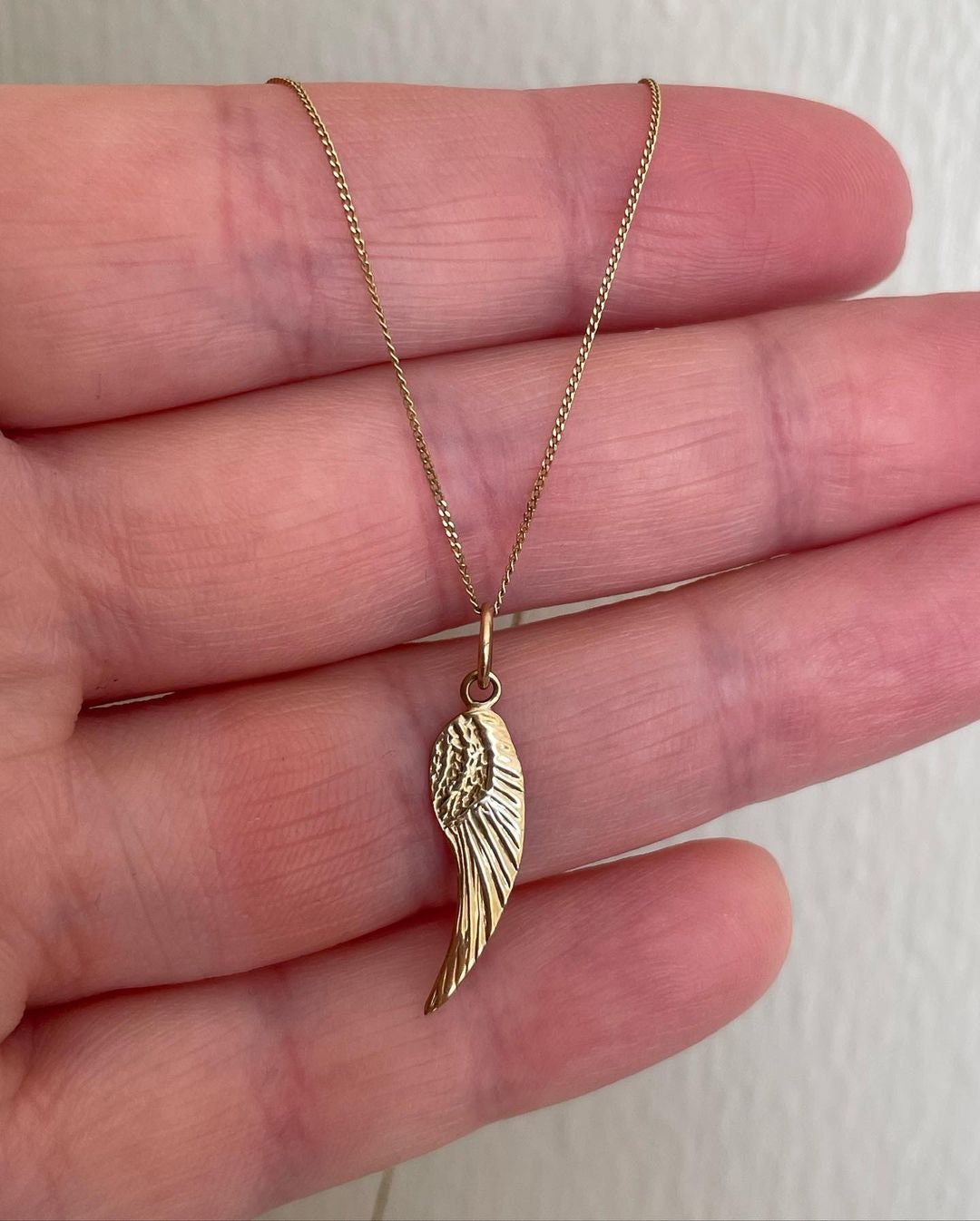 14K Solid Gold Diamond Angel Wing Necklace, Real Diamond Angel Wing,Valentine's Day Gift, Wing Necklace,Guardian Angel Necklace,Gold Pendant