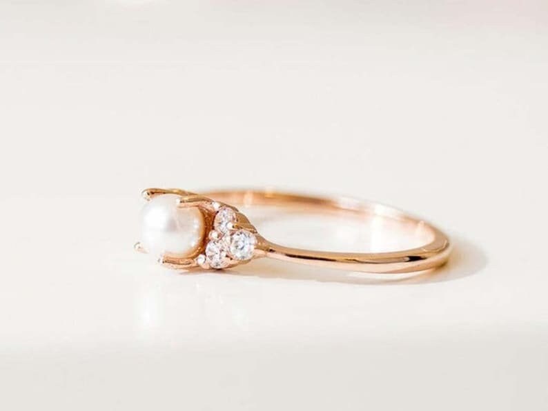 Vintage Pearl Ring, Freshwater Pearl gold ring, Pearl Gold Ring, Natural pearl ring, Dainty Pearl ring, Engagement Pearl Ring, Gift for her