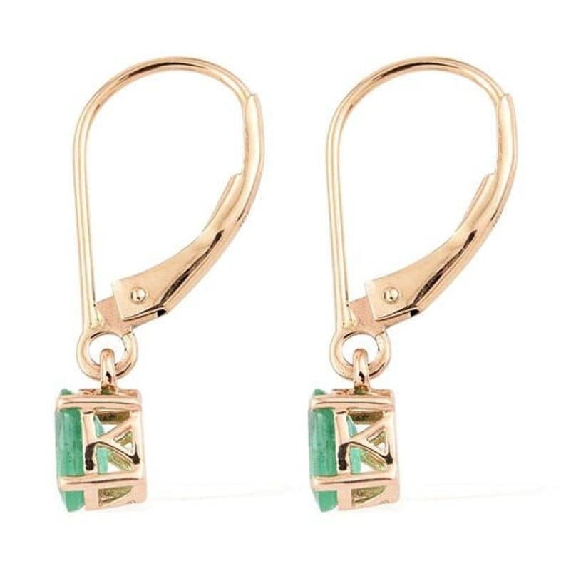 Natural Emerald Gold Earrings Green Emerald Earrings Lever back Earrings Emerald Earring Gift for her Anniversary Gift Mother's day Gift