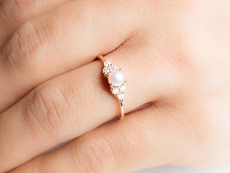 Vintage Pearl Ring, Freshwater Pearl gold ring, Pearl Gold Ring, Natural pearl ring, Dainty Pearl ring, Engagement Pearl Ring, Gift for her