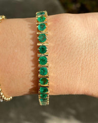 Round Emerald Tennis Bracelet | Emerald Gemstone Bracelet