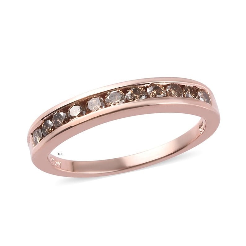 Natural Champagne Diamond ring, Champagne Diamond Rose gold Ring, 18k Rose gold Filled Ring, Gift for her, Mother's Day Gift ring