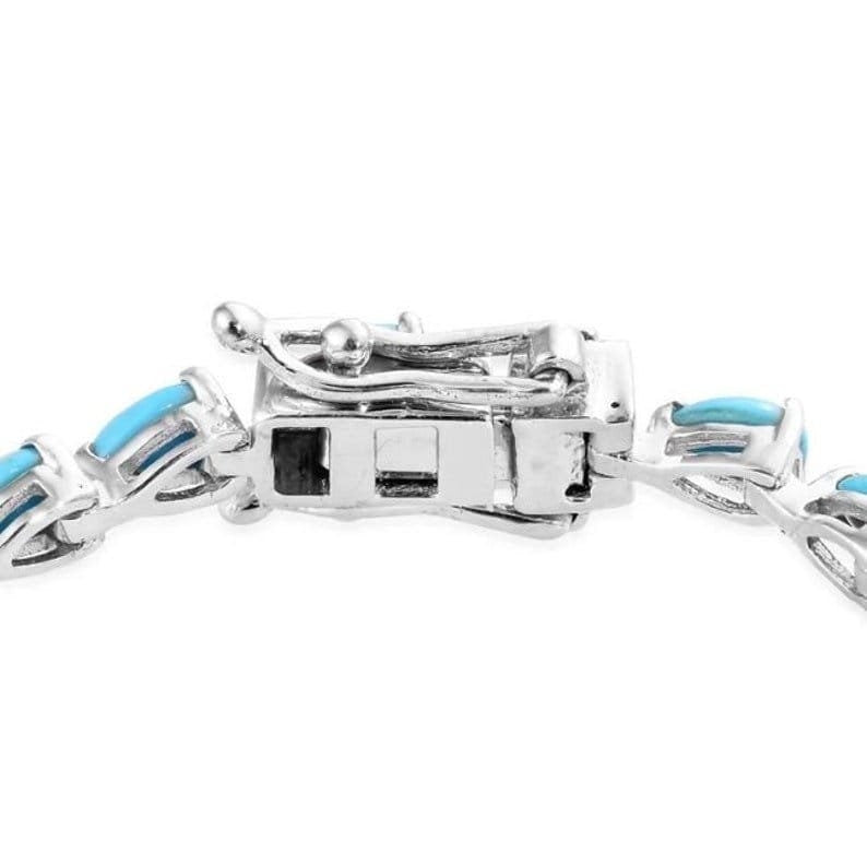 Pear Turquoise Bracelet: Solid 925 Sterling Silver Gemstone Bracelet