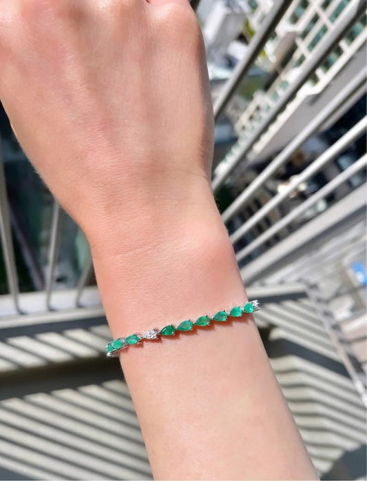 Pear Shape Emerald Bracelet - 14k Gold Vermeil & Sterling Silver Jewelry