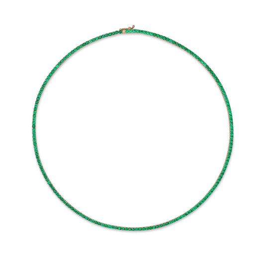 Emerald  Tennis Necklace, 3mm Emerald Tennis Necklace,  Necklace For Mom, Grandma Gift, Initial Necklace, pregnancy gift, gift for her