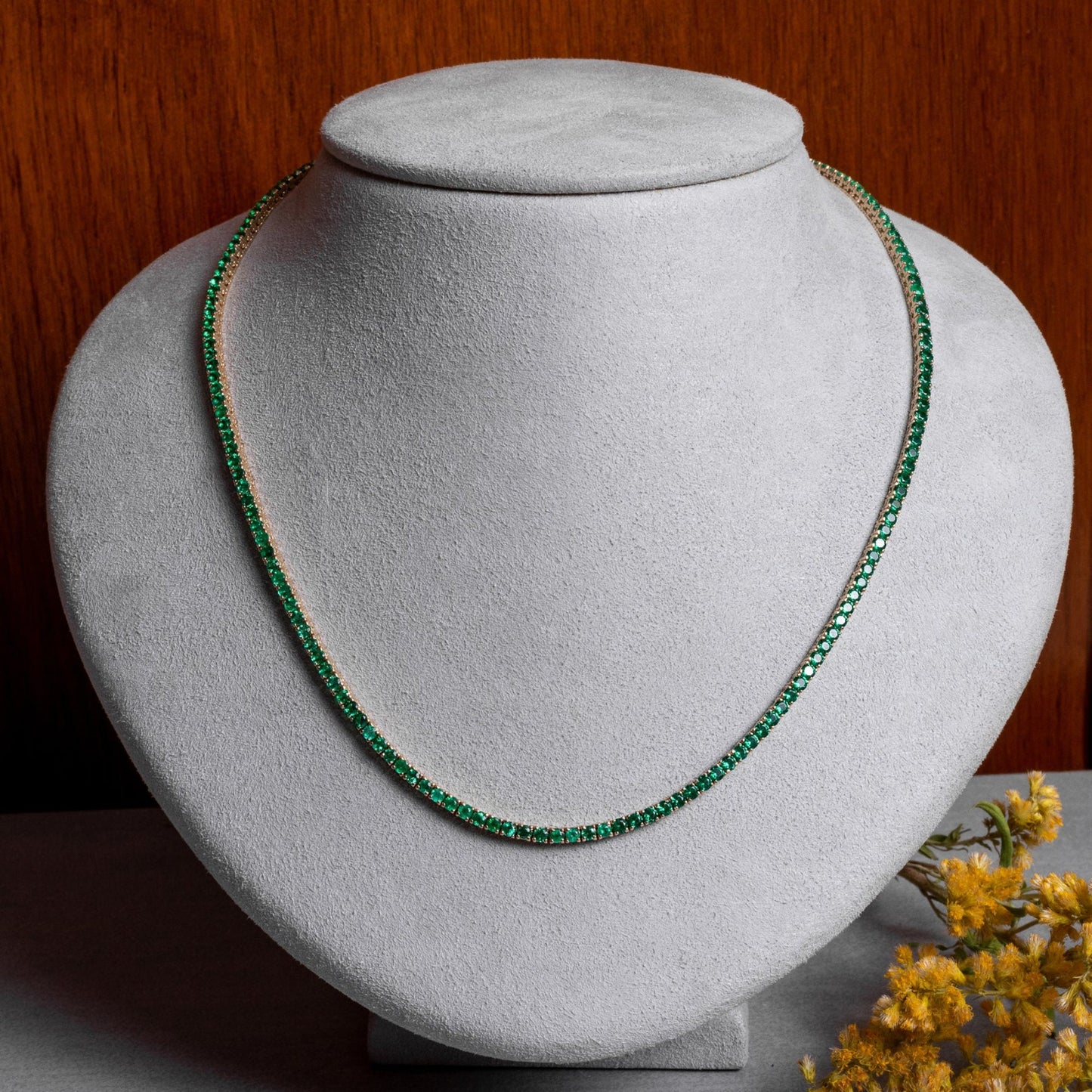 Emerald  Tennis Necklace, 3mm Emerald Tennis Necklace,  Necklace For Mom, Grandma Gift, Initial Necklace, pregnancy gift, gift for her