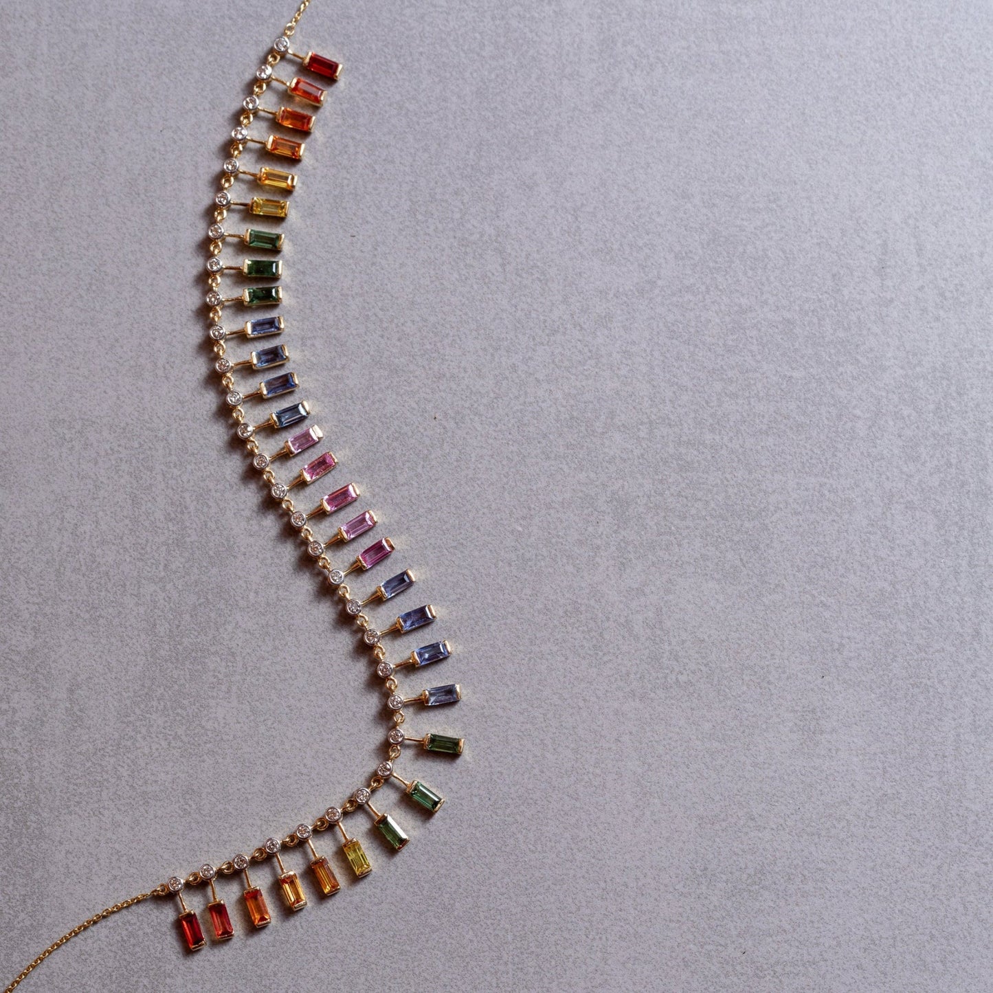 Natural Multi Sapphire Baguette Cut Necklace, Rainbow sapphire choker necklace, Natural rainbow Necklace, Gift For Her,  Christmas  Gift